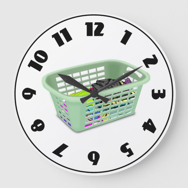 Redondo Grande Reloj de Cesta de Ropa (Anverso)