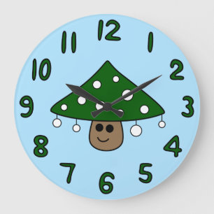 Redondo Grande Reloj de champiñones del árbol de Navidad
