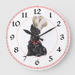 Redondo Grande Reloj de Chef Terrier Escocés