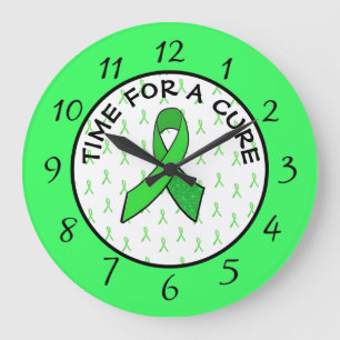 Redondo Grande Reloj de cinta de concienciación verde lima para u