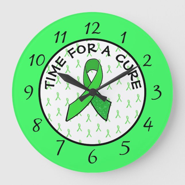 Redondo Grande Reloj de cinta de concienciación verde lima para u (Anverso)