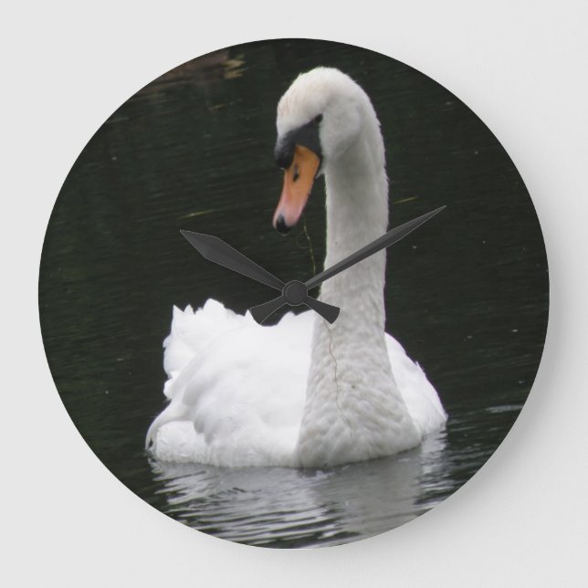 Redondo Grande Reloj de cisne blanco (Anverso)