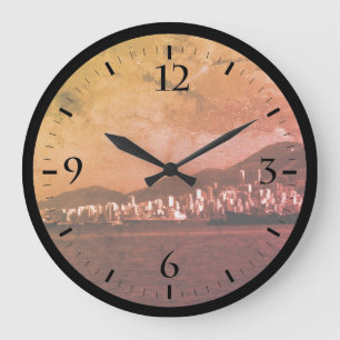 Redondo Grande Reloj de ciudad vintage China Hong Kong vista