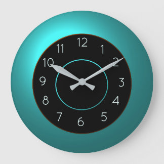 Redondo Grande Reloj de cocina azul acuático