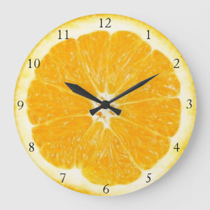 Redondo Grande Reloj de cocina de fruta naranja