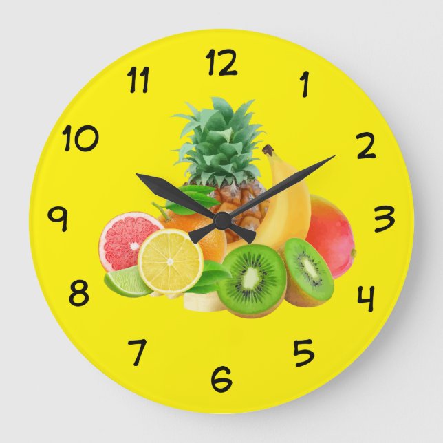 Redondo Grande Reloj de cocina de frutas (Anverso)