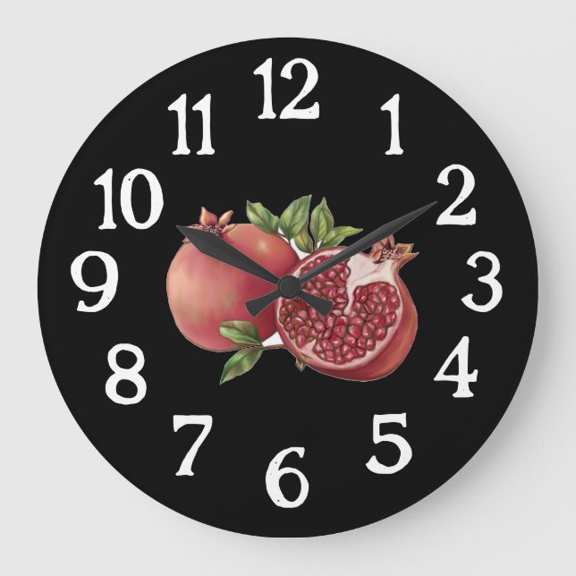 Redondo Grande Reloj de cocina de granada - negro (Anverso)