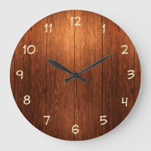 Redondo Grande Reloj de cocina de madera de campo
