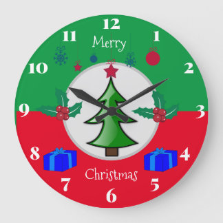 Redondo Grande Reloj de cocina de Navidad