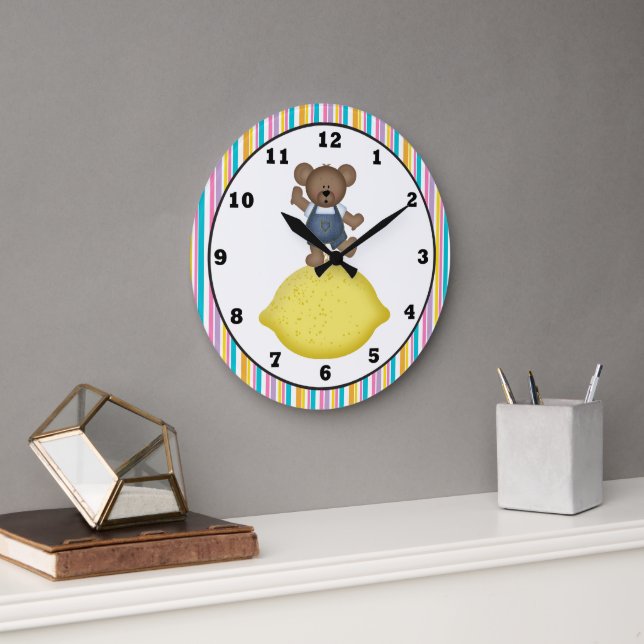 Redondo Grande Reloj de cocina de oso limón (Oficina)