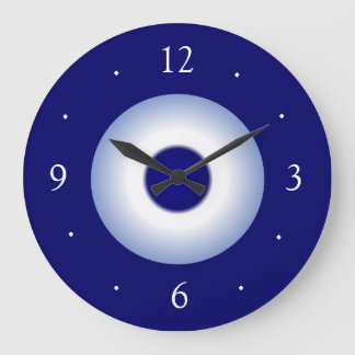 Redondo Grande Reloj de cocina de platos de cocina real/azul y bl