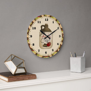 Redondo Grande Reloj de cocina de sidra de manzana