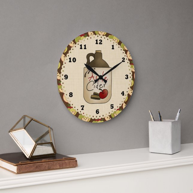 Redondo Grande Reloj de cocina de sidra de manzana (Oficina)