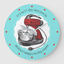 Redondo Grande reloj de cocina del mezclador de color retro de co