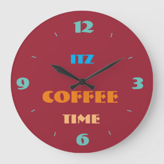Redondo Grande Reloj de cocina "Itz Coffee Time" rojo de moda