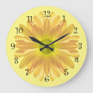 Redondo Grande Reloj de cocina marrón amarillo