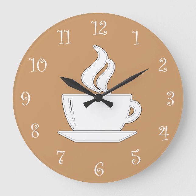 Redondo Grande Reloj de cocina para café (Anverso)