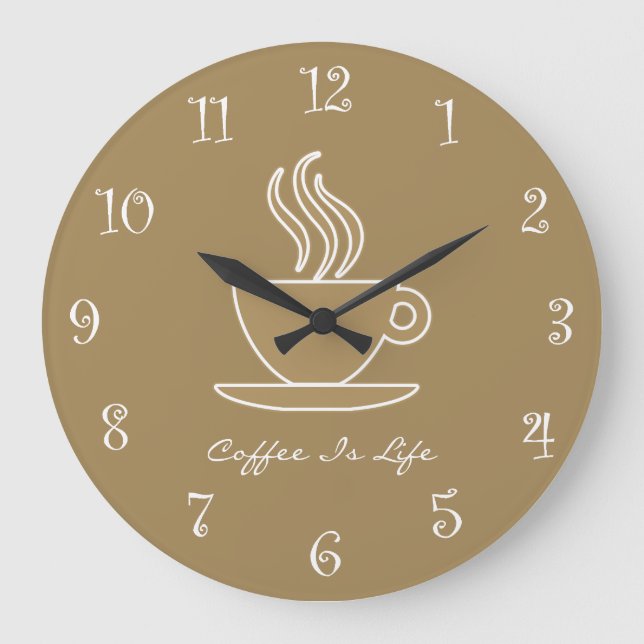 Redondo Grande Reloj de cocina para café (Anverso)