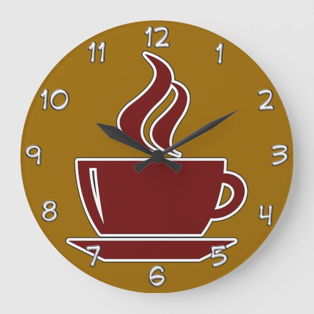 Redondo Grande Reloj de cocina para café (Anverso)