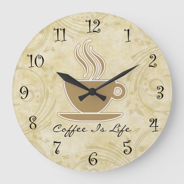 Redondo Grande Reloj de cocina para café (Anverso)
