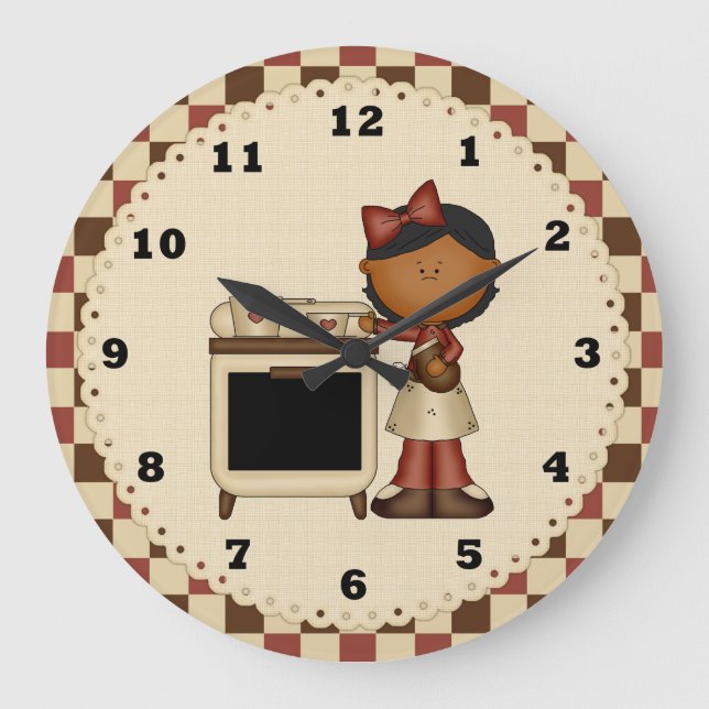 Redondo Grande Reloj de cocina personalizado (Anverso)