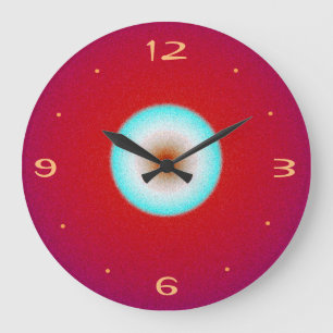 Redondo Grande Reloj de cocina rojo con centro de aqua>Reloj de c