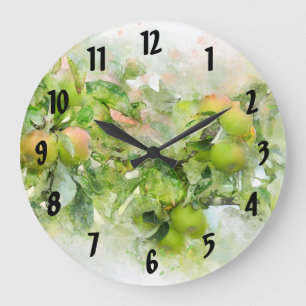 Redondo Grande Reloj de cocina verde de Apple