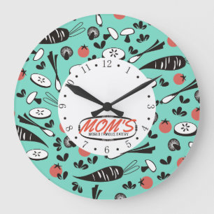 Redondo Grande reloj de cocinar vegetal retro de la cocina del