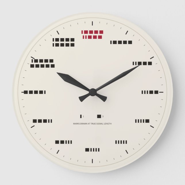 Redondo Grande Reloj de código Morse - Horas en longitud de señal (Anverso)