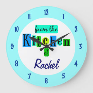 Redondo Grande Reloj de colores azul verdoso personalizado desde