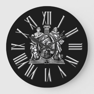 Redondo Grande Reloj de conocimiento blanco y negro
