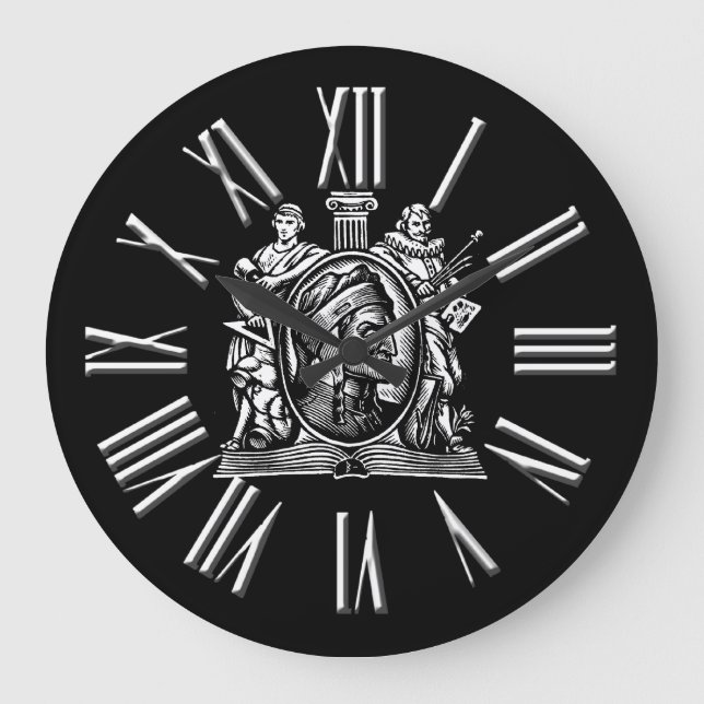 Redondo Grande Reloj de conocimiento blanco y negro (Anverso)