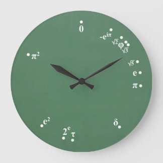 Redondo Grande Reloj de constantes matemáticas (verde de pizarra)