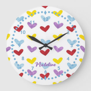 Redondo Grande Reloj de corazón dulce pastel