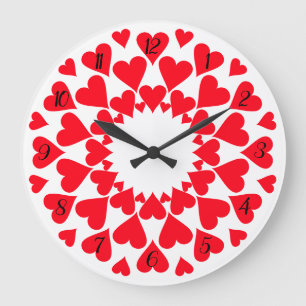 Redondo Grande Reloj de Corazones