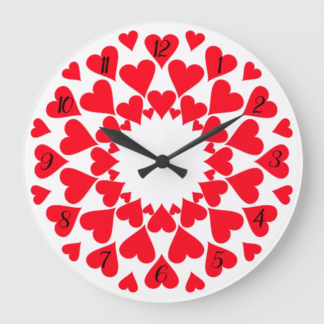 Redondo Grande Reloj de Corazones (Anverso)