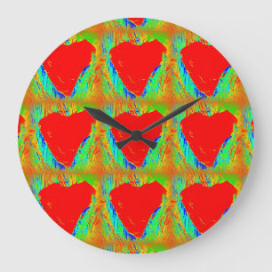 Redondo Grande reloj de corazones rojos