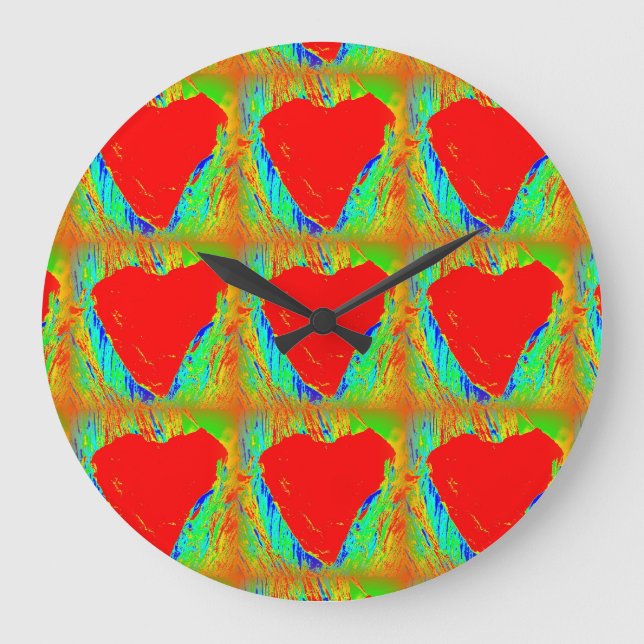 Redondo Grande reloj de corazones rojos (Anverso)