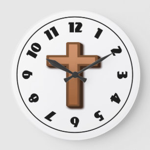Redondo Grande Reloj de Cruz Marrón
