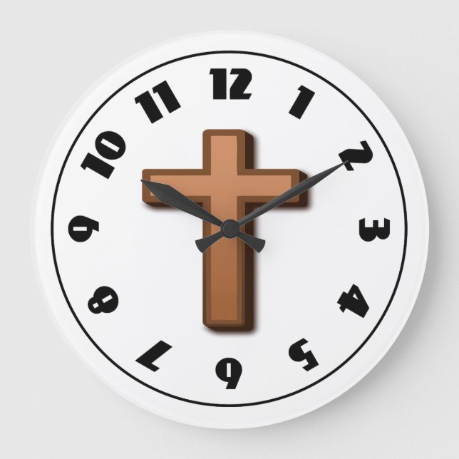 Redondo Grande Reloj de Cruz Marrón (Anverso)