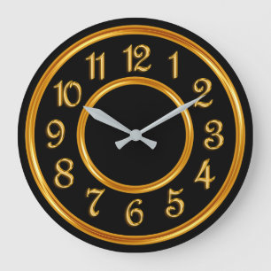 Redondo Grande Reloj de decoración de pared acrílico de tono dora