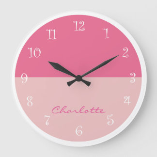 Redondo Grande Reloj de decoración de paredes rosadas