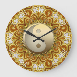 Redondo Grande Reloj de decoración residencial Nouveau Gold Yin Y