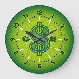 Redondo Grande Reloj de dinero - Verde