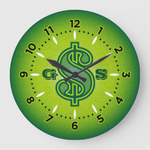 Redondo Grande Reloj de dinero - Verde