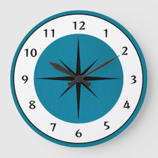 Redondo Grande Reloj de diseño de mediados de siglo