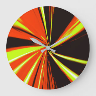 Redondo Grande Reloj de diseño de pintura naranja/amarillo claro