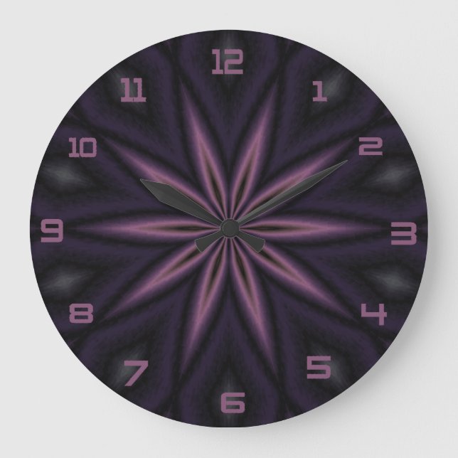 Redondo Grande Reloj De Diseño De Pluma Y Negro (Anverso)