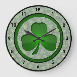 Redondo Grande Reloj de diseño de Shamrock