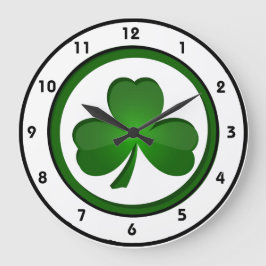 Redondo Grande Reloj de diseño de Shamrock